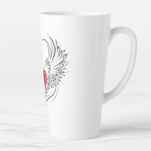 Rode Engel Hart met vleugels Latte Mok (Rechts)