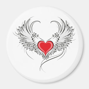 Rode Engel Hart met vleugels Magneet