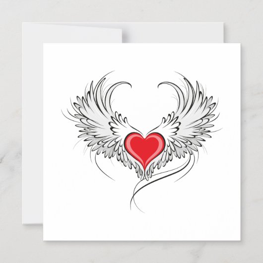 Rode Engel Hart met vleugels Magnetische Uitnodiging (Voorkant)