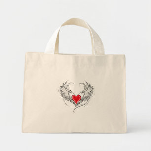 Rode Engel Hart met vleugels Mini Tote Bag
