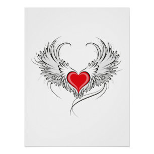 Rode Engel Hart met vleugels Perfect Poster