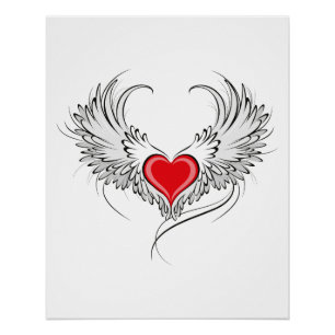 Rode engel hart met vleugels perfect poster