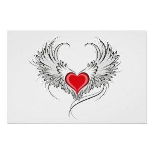 Rode Engel Hart met vleugels Perfect Poster