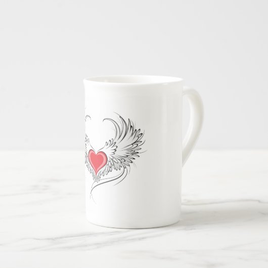 Rode Engel Hart met vleugels Porselein Kop (Voorkant rechts)