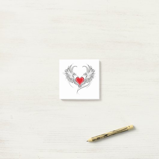 Rode Engel Hart met vleugels Post-it® Notes (Op bureau)