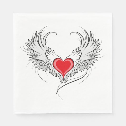 Rode engel hart met vleugels servet (Voorkant)