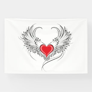 Rode engel hart met vleugels spandoek