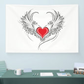 Rode engel hart met vleugels spandoek (Beurs)