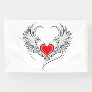 Rode Engel Hart met vleugels Spandoek