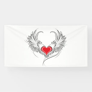 Rode Engel Hart met vleugels Spandoek