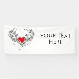 Rode Engel Hart met vleugels Spandoek