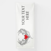 Rode Engel Hart met vleugels Spandoek (Verticaal)