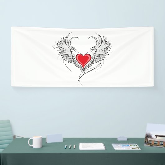 Rode Engel Hart met vleugels Spandoek (Beurs)