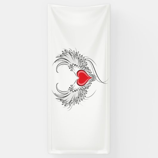 Rode Engel Hart met vleugels Spandoek (Verticaal)