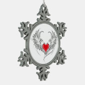 Rode Engel Hart met vleugels Tin Sneeuwvlok Ornament (Links)