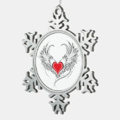 Rode Engel Hart met vleugels Tin Sneeuwvlok Ornament (Rechts)