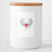 Rode Engel Hart met vleugels Voedselcontainer Etiket (Voorkant)