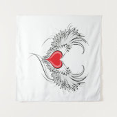 Rode Engel Hart met vleugels Wandkleed (Voorkant (horizontaal))