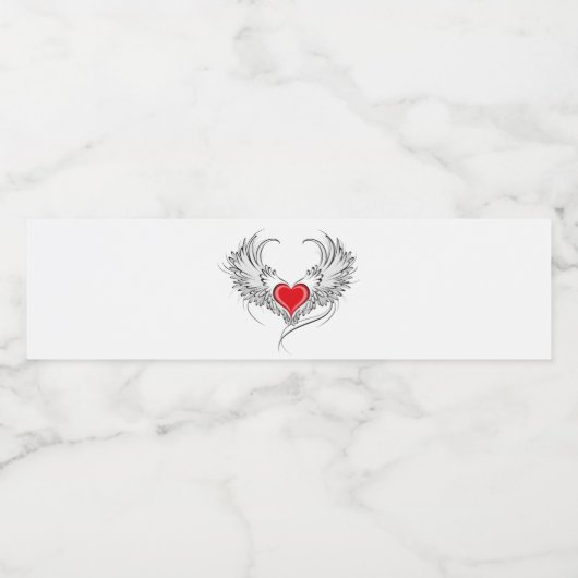 Rode Engel Hart met vleugels Waterfles Etiket (Enkel label)