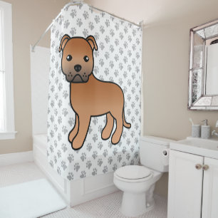 Rode Engelse Staffordshire Bull Terrier Hond Douchegordijn