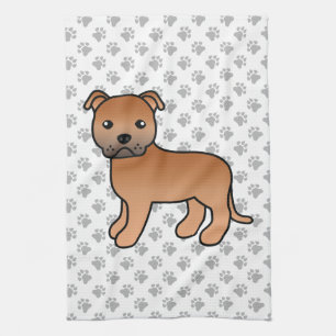 Rode Engelse Staffordshire Bull Terrier Hond Theedoek
