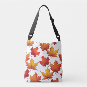 Rode esdoorn bladeren patroon. Herfst Crossbody Tas