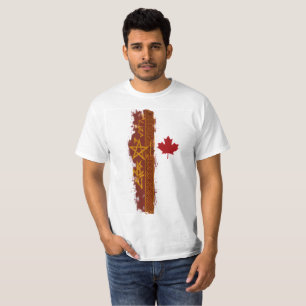 Rode espenblad met runen en pentagram t-shirt