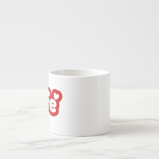 Rode Espresso "Café" Mok met hartdetail (Voorkant)
