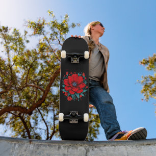 Rode Esthetische Bloem Skateboard