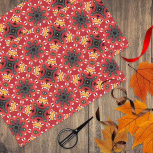 Rode etnische Boho Oriental Arabesque Mosaic Patro Tissuepapier