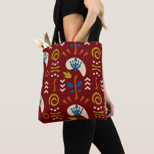 Rode Etnische Zomer Boho Bloemmotief Draagtas