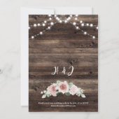 Rode Eucalyptus Houten Slingerlichten Bruiloft Kaart (Achterkant)