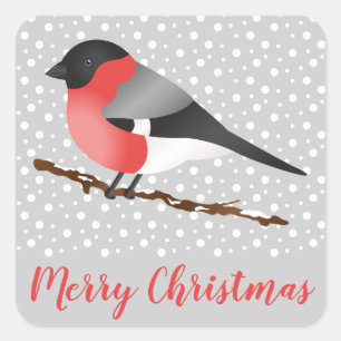 Rode Euraziatische Goudvink Vogel Grijs Winter Ker Vierkante Sticker