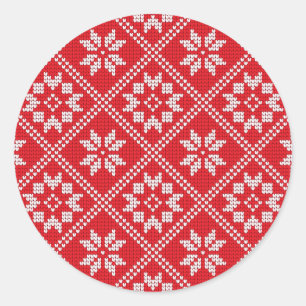 Rode Fair Isle trui breipatroon Kerstmis Ronde Sticker