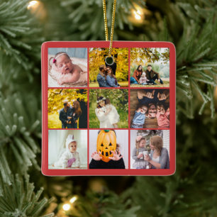 Rode familie foto collage Kerst herinneringen Keramisch Ornament