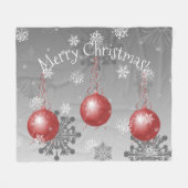 Rode Fancy Kerst Ornament Fleece Deken (Voorkant (Horizontaal))