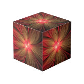 Rode fantasie fractale bloem  kubus (Voorkant hoekig)