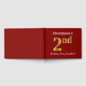 Rode, Faux Gold 2e verjaardag Partij + Eigen naam Gastenboek (Volledig)