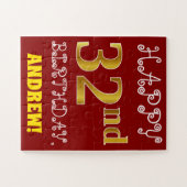 Rode, Faux Gold 32e verjaardag + Aangepaste naam P Legpuzzel (Horizontaal)