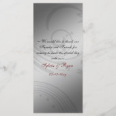Rode FAUX ribbon  broch Wedding Menu (Achterkant)