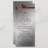 Rode FAUX ribbon  broch Wedding Menu (Voorkant / Achterkant)