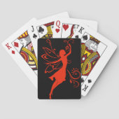 Rode Fee Silhouet Elegante Vleugelige Fantasie Pokerkaarten (Achterkant)