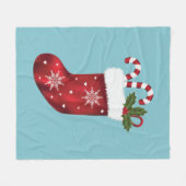 Rode feestdagen op blauw fleece deken (Voorkant (Horizontaal))