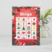 Rode Feestelijke Leuke Kerstbingo Kaart (Staand voorkant)