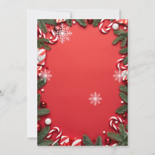 Rode feestelijke vrolijke kerstvakantie fotocollag kaart (Achterkant)