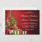 Rode Festieve Kerstvakantie Trouwboom Kaart (Voorkant)