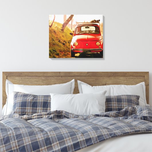 Rode Fiat 500,  cinquecento in Italië Canvas Afdruk (Insitu (Slaapkamer))