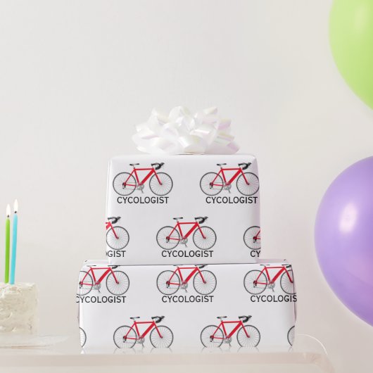 Rode fiets met Cycoloog Tekst op wit Cadeaupapier (Feestgeschenken)