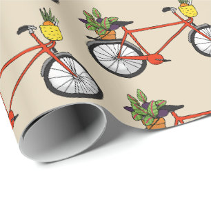rode fiets met groen plant cadeaupapier