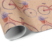  rode fiets met lavenders Kraft  Cadeaupapier (Rol Hoek)